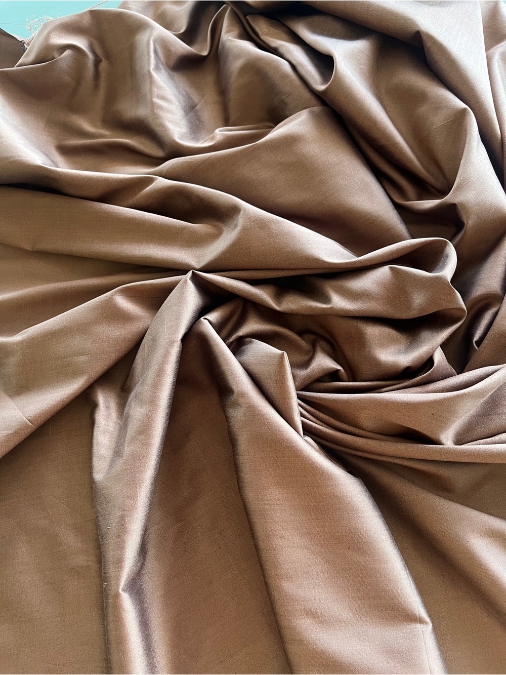 NWT Brown Copper Color Tassah Noil 100% Raw Silk Fabric Handwoven 45" Wide x 46"